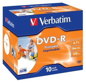 Verbatim 43521 DVD vierge 4,7 Go DVD-R 10 pièce(s) DVD-R Wide Inkjet Printable ID Brand, 16x  (43521)