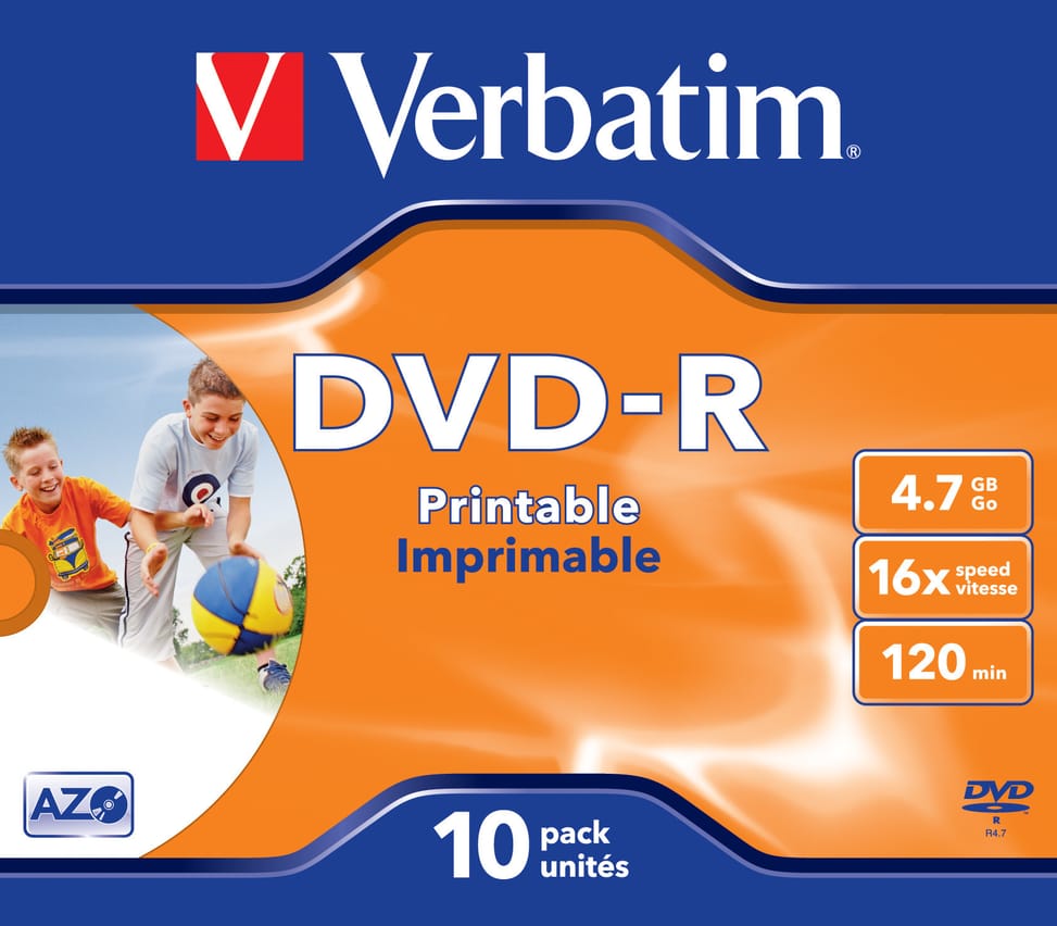 Verbatim 43521 DVD vierge 4,7 Go DVD-R 10 pièce(s) DVD-R Wide Inkjet Printable ID Brand, 16x  (43521) — image 2