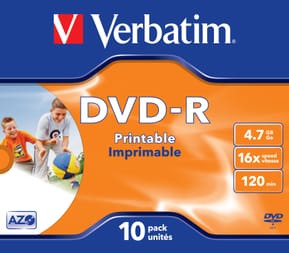 Verbatim 43521 DVD vierge 4,7 Go DVD-R 10 pièce(s) DVD-R Wide Inkjet Printable ID Brand, 16x  (43521) — image 2