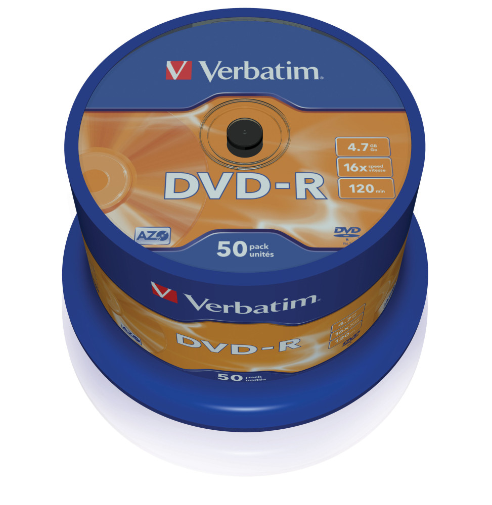Verbatim DVD-R Matt Silver 4,7 Go 50 pièce(s) DVD-R Matt Silver, 16x, 50pcs  (43548)