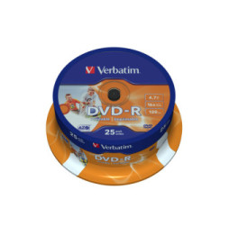 Verbatim 43538 DVD vierge 4,7 Go DVD-R 25 pièce(s) DVD-R Wide Inkjet Printable ID Brand, 16x  (43538)