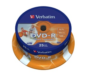 Verbatim 43538 DVD vierge 4,7 Go DVD-R 25 pièce(s) DVD-R Wide Inkjet Printable ID Brand, 16x  (43538)