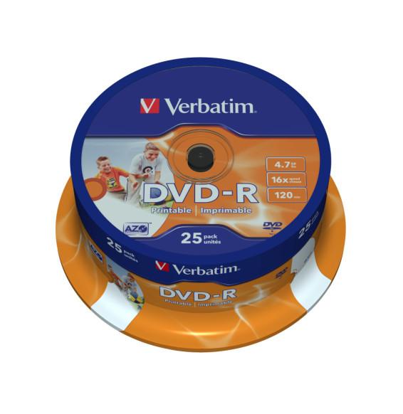 Verbatim 43538 DVD vierge 4,7 Go DVD-R 25 pièce(s) DVD-R Wide Inkjet Printable ID Brand, 16x (43538)