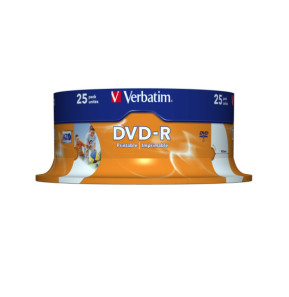 Verbatim 43538 DVD vierge 4,7 Go DVD-R 25 pièce(s) DVD-R Wide Inkjet Printable ID Brand, 16x  (43538)