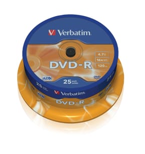 Verbatim 43667 4,7 Go DVD-R 25 pièce(s) DVD-R Matt Silver, 16x  (43522)