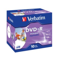 Verbatim 43508 DVD vierge 4,7 Go DVD+R 10 pièce(s) DVD+R Wide Inkjet Printable ID Brand, 10pcs  (43508)