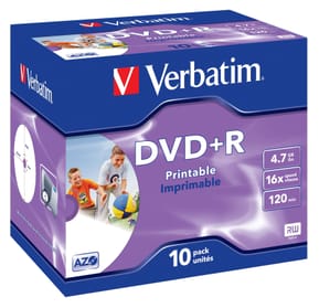 Verbatim 43508 DVD vierge 4,7 Go DVD+R 10 pièce(s) DVD+R Wide Inkjet Printable ID Brand, 10pcs  (43508)
