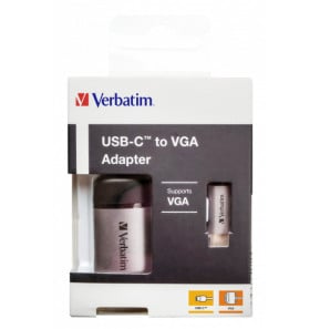 Verbatim 49145 câble vidéo et adaptateur 0,01 m USB Type-C VGA (D-Sub) Noir, Argent (49145)