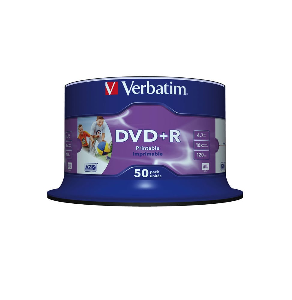 Verbatim DVD+R Wide Inkjet Printable No ID Brand 4,7 Go 50 pièce(s) DVD+R Wide Inkjet Printable No ID Brand, 50pcs  (43512)