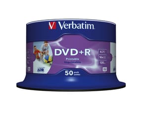 Verbatim DVD+R Wide Inkjet Printable No ID Brand 4,7 Go 50 pièce(s) DVD+R Wide Inkjet Printable No ID Brand, 50pcs  (43512)
