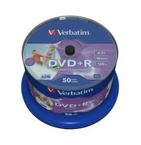 Verbatim DVD+R Wide Inkjet Printable No ID Brand 4,7 Go 50 pièce(s) DVD+R Wide Inkjet Printable No ID Brand, 50pcs  (43512)