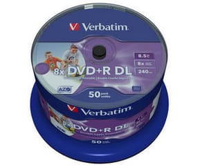 Verbatim 43703 DVD vierge 8,5 Go DVD-R 50 pièce(s) DVD-R DL 8x, 8.5GB, 50pk Spindle  (43703)