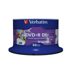 Verbatim 43703 DVD vierge 8,5 Go DVD-R 50 pièce(s) DVD-R DL 8x, 8.5GB, 50pk Spindle  (43703)