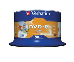 Verbatim 43533 DVD vierge 4,7 Go DVD-R 50 pièce(s) DVD-R Wide Inkjet Printable No ID Brand, 16x  (43533) — image 4