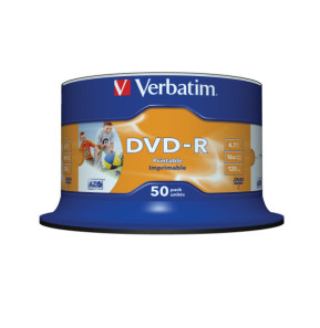 Verbatim 43533 DVD vierge 4,7 Go DVD-R 50 pièce(s) DVD-R Wide Inkjet Printable No ID Brand, 16x  (43533)