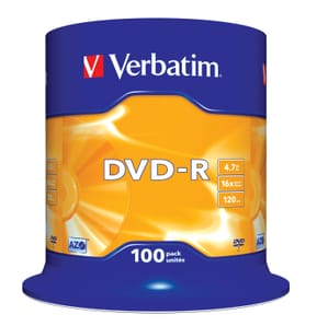 Verbatim DVD-R Matt Silver 4,7 Go 100 pièce(s) DVD-R Matt Silver, 16x, 100pcs  (43549)