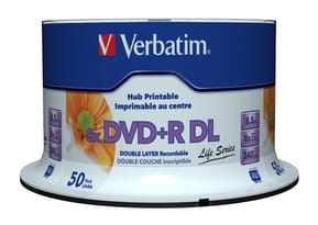 Verbatim 97693 DVD vierge 8,5 Go DVD+R DL 50 pièce(s) DVD+R Double Layer Inkjet Printable 8x Life Series, 50pcs  (97693)