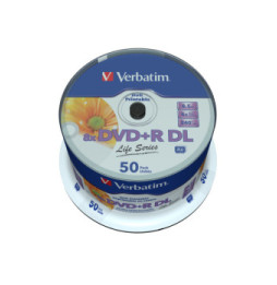 Verbatim 97693 DVD vierge 8,5 Go DVD+R DL 50 pièce(s) DVD+R Double Layer Inkjet Printable 8x Life Series, 50pcs  (97693)