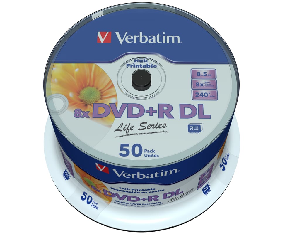 Verbatim 97693 DVD vierge 8,5 Go DVD+R DL 50 pièce(s) DVD+R Double Layer Inkjet Printable 8x Life Series, 50pcs  (97693) — image 2