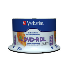 Verbatim 97693 DVD vierge 8,5 Go DVD+R DL 50 pièce(s) DVD+R Double Layer Inkjet Printable 8x Life Series, 50pcs  (97693)
