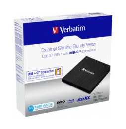 Verbatim 43889 lecteur de disques optiques Blu-Ray RW Noir Graveur Blu-ray externe, Ultra HD 4K, USB 3.1 Gen 1 Type C  (43889)