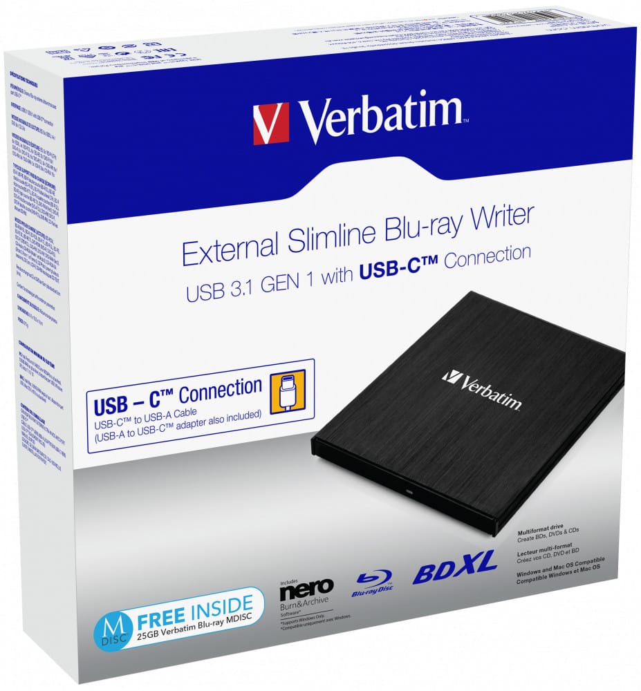 Verbatim 43889 lecteur de disques optiques Blu-Ray RW Noir Graveur Blu-ray externe, Ultra HD 4K, USB 3.1 Gen 1 Type C  (43889) — image 3