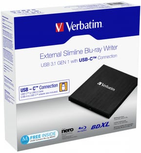 Verbatim 43889 lecteur de disques optiques Blu-Ray RW Noir Graveur Blu-ray externe, Ultra HD 4K, USB 3.1 Gen 1 Type C  (43889) — image 3