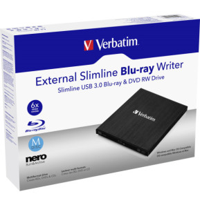 Verbatim External Slimline lecteur de disques optiques Blu-Ray RW Noir (43890)