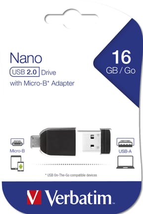 Verbatim Clé NANO USB 16 Go avec adaptateur Micro USB Store' n' Go Nano, USB 2.0, 16GB  (49821) — image 7