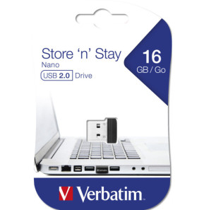 Verbatim Clé NANO USB Store 'n' Stay 16 Go Store 'n' Stay Nano, USB 2.0, 16GB  (97464)