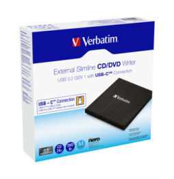 Verbatim 43886 lecteur de disques optiques DVD±RW Noir CD/DVD, 4 MB, USB-C, 145 x 133 x 11 mm, 237 g  (43886)