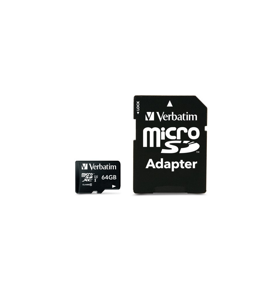 Verbatim Pro 64 Go MicroSDXC UHS Classe 10 64GB, Micro SDXC, UHS Speed Class 3 (U3)  (47042)