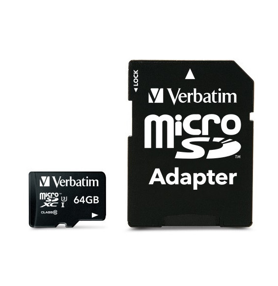 Verbatim Pro 64 Go MicroSDXC UHS Classe 10 64GB, Micro SDXC, UHS Speed Class 3 (U3) (47042)