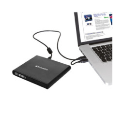 Verbatim Slimline CD/DVD lecteur de disques optiques DVD-RW Noir 8X DVD Write Speed, 24X CD Write Speed, USB 2.0  (98938)