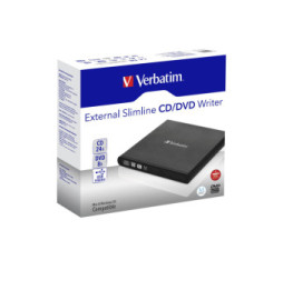 Verbatim Slimline CD/DVD lecteur de disques optiques DVD-RW Noir 8X DVD Write Speed, 24X CD Write Speed, USB 2.0  (98938)