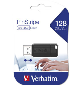 Verbatim Micro-clé USBPinStripe de 128 Go - noire PinStripe USB Drive 128GB  (49071)