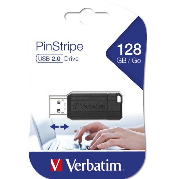 Verbatim Micro-clé USBPinStripe de 128 Go - noire PinStripe USB Drive 128GB (49071)