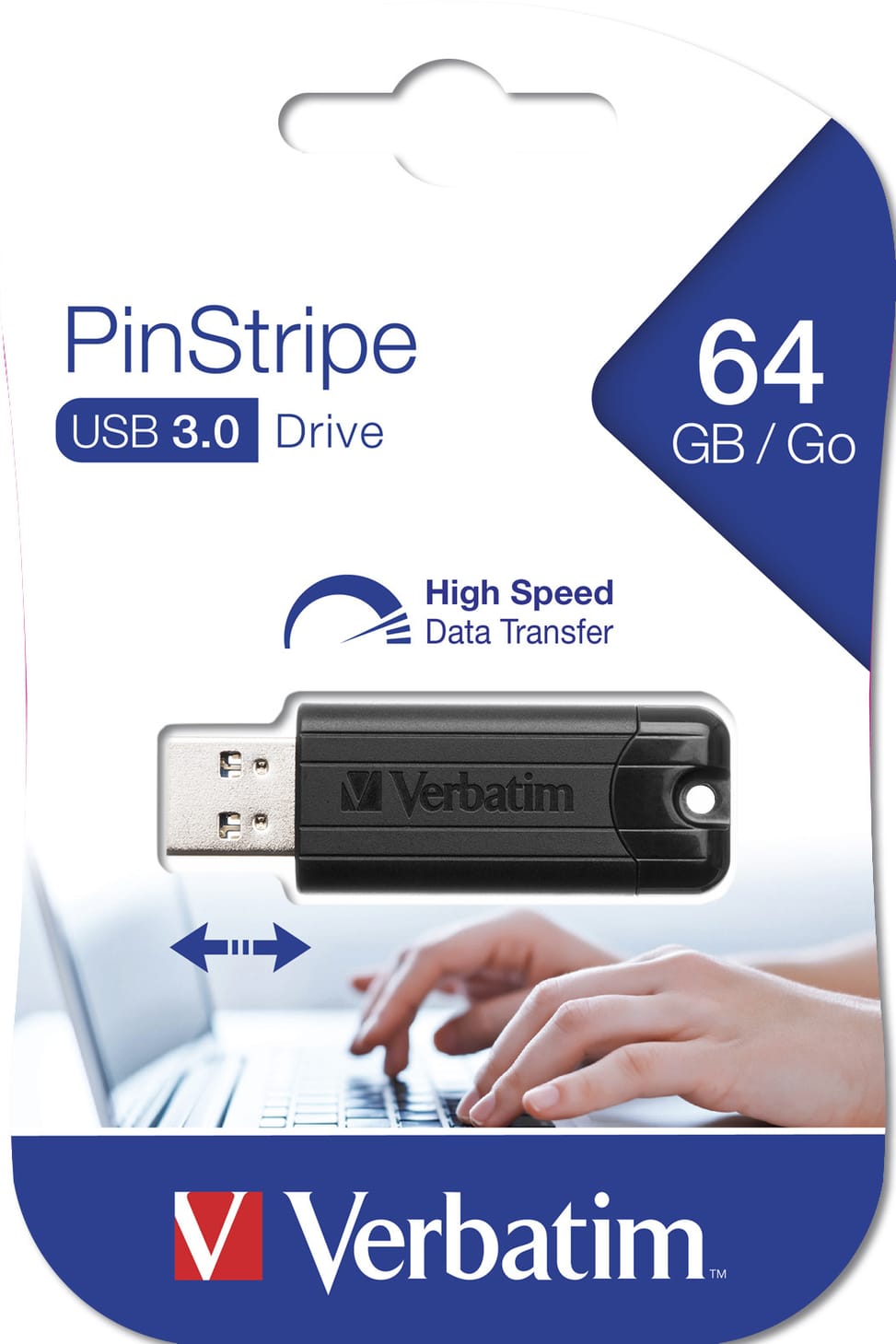 Verbatim Clé USBPinStripe 3.0 de 64 Go - Noire PinStripe, USB 3.0, 64GB, Noire  (49318) — image 6