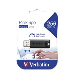 Verbatim Clé USBPinStripe 3.0 de 256 Go - Noire PinStripe, USB 3.0, 256GGB, Noire  (49320)