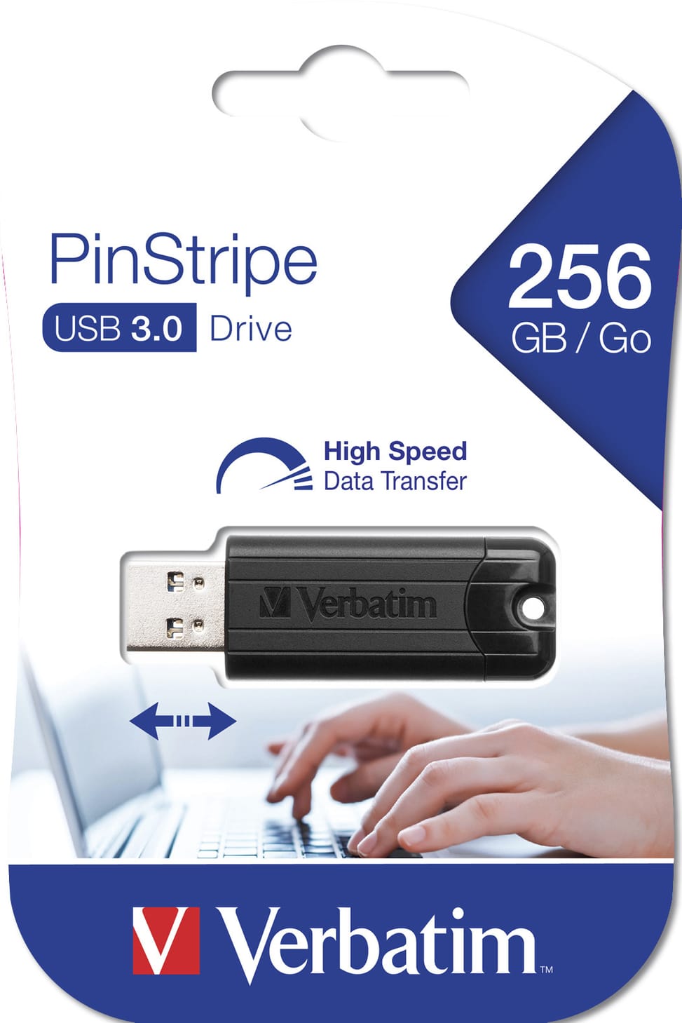 Verbatim Clé USBPinStripe 3.0 de 256 Go - Noire PinStripe, USB 3.0, 256GGB, Noire  (49320) — image 5