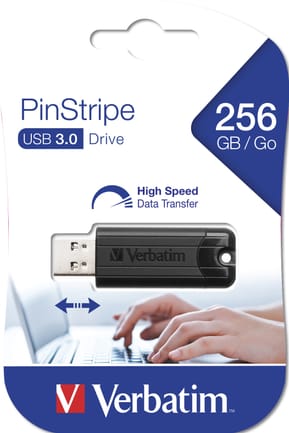Verbatim Clé USBPinStripe 3.0 de 256 Go - Noire PinStripe, USB 3.0, 256GGB, Noire  (49320) — image 5