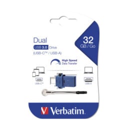 Verbatim Clé USB à double connectique de type C/USB 3.0 32 Go 32 GB, USB-C/USB 3.0, 34 x 19 x 7 mm  (49966)