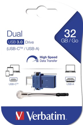 Verbatim Clé USB à double connectique de type C/USB 3.0 32 Go 32 GB, USB-C/USB 3.0, 34 x 19 x 7 mm  (49966) — image 5