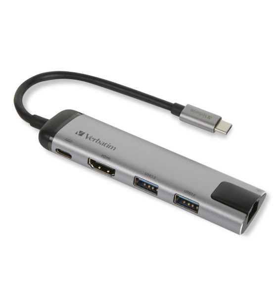 Verbatim 49141 station d'accueil USB 3.2 Gen 1 (3.1 Gen 1) Type-C Noir, Argent (49141)