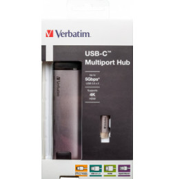Verbatim 49141 station d'accueil USB 3.2 Gen 1 (3.1 Gen 1) Type-C Noir, Argent (49141)