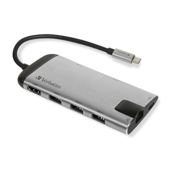 Verbatim 49142 station d'accueil USB 3.2 Gen 1 (3.1 Gen 1) Type-C Noir, Argent (49142)