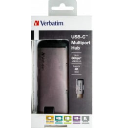 Verbatim 49142 station d'accueil USB 3.2 Gen 1 (3.1 Gen 1) Type-C Noir, Argent (49142)
