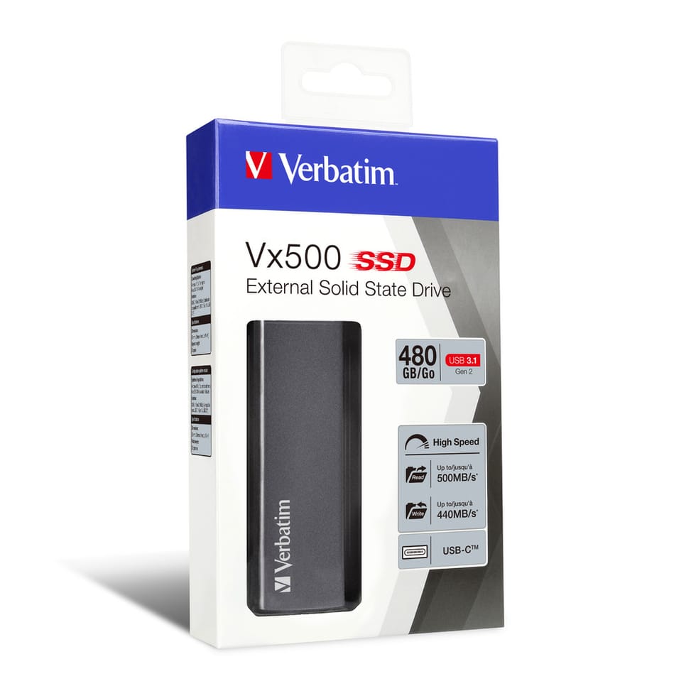 Verbatim Disque SSD externe Vx500 USB 3.1 Gén 2 480 Go Disque SSD externe Vx500 USB 3.1 Gén 2, 480Go  (47443) — image 4