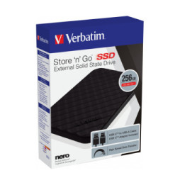Verbatim Disque SSD portable Store 'n' Go USB 3.2 Gén 1 256 Go (53249)
