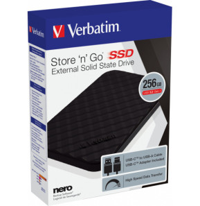Verbatim Disque SSD portable Store 'n' Go USB 3.2 Gén 1 256 Go (53249)